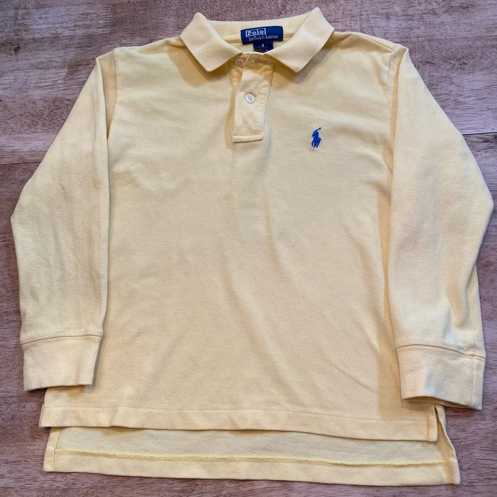 Vintage Polo by Ralph Lauren Boy’s Sz 5 Yellow  Pique Knit Long Sleeve‎ Pullover